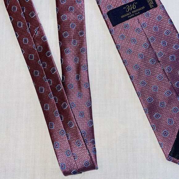 346 Brooks Brothers Dress Tie Men’s Size 57” Pink Geometric 100% Silk Formal - Picture 11 of 12